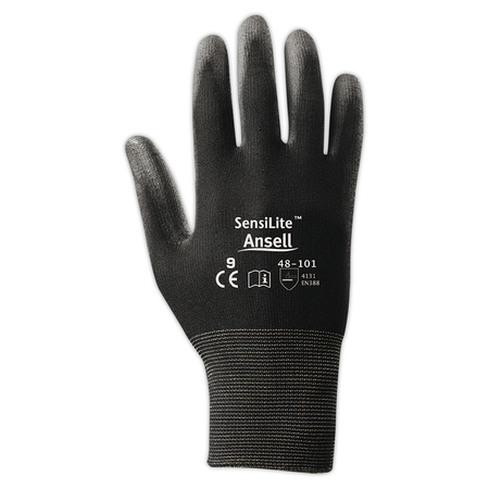 Ansell Ansell Sensilite 48101 Polyurethane Palm Coated Nylon Gloves, 9 288489